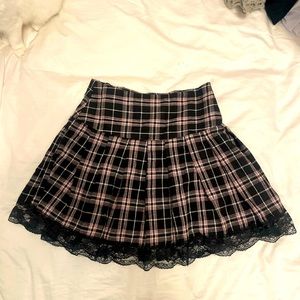 Egirl coquette ribbion black and pink bow mini skirt high wasted